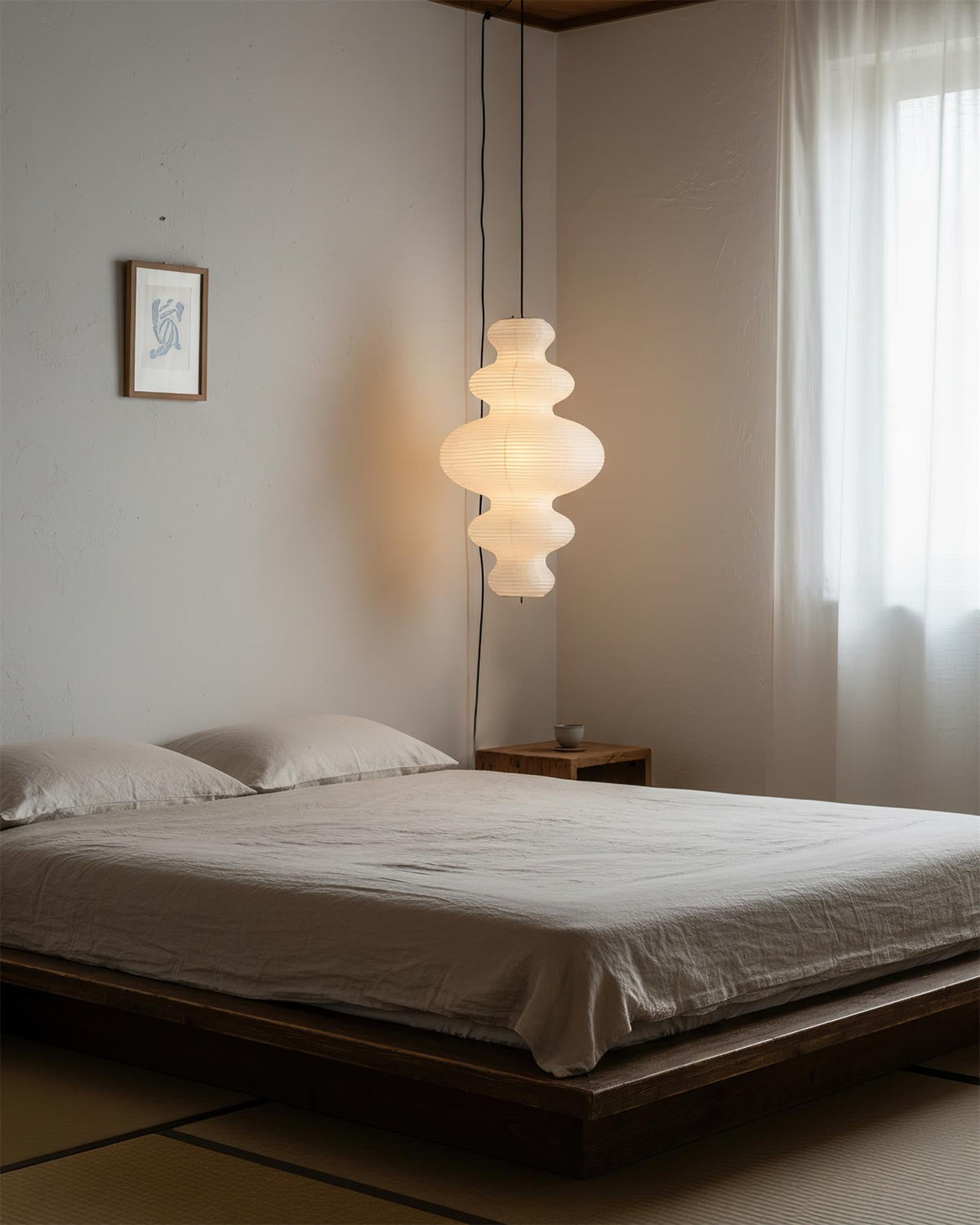 Shiroi | Plug In Pendant Light with Rice Paper Shade | Dimmable Lantern Lamp for Bedroom