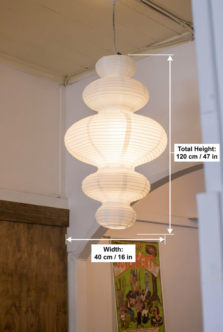 Shiroi | Plug In Pendant Light with Rice Paper Shade | Dimmable Lantern Lamp for Bedroom