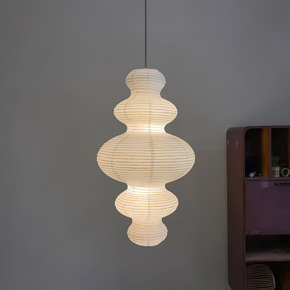 Shiroi | Plug In Pendant Light with Rice Paper Shade | Dimmable Lantern Lamp for Bedroom