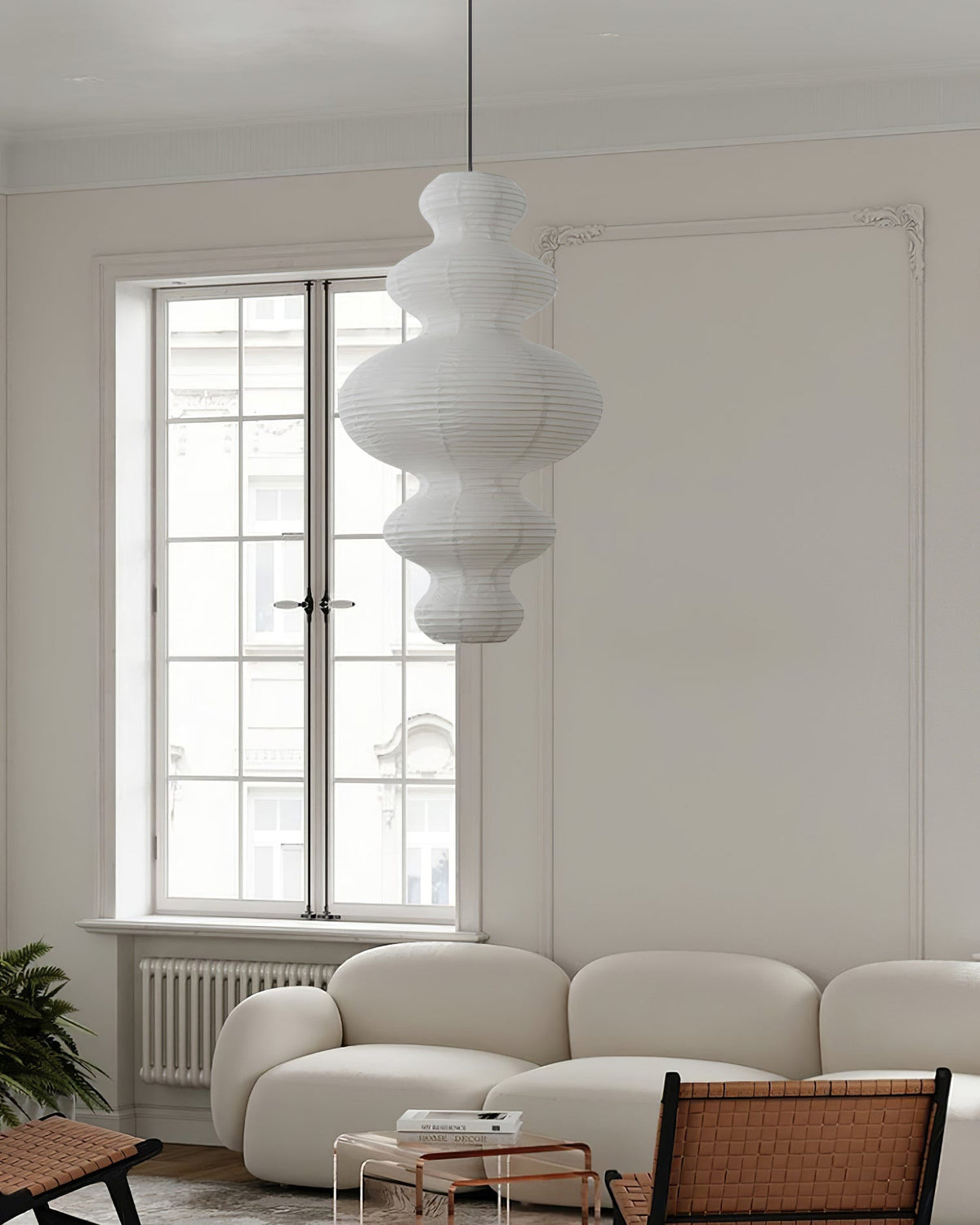Shiroi | Plug In Pendant Light with Rice Paper Shade | Dimmable Lantern Lamp for Bedroom