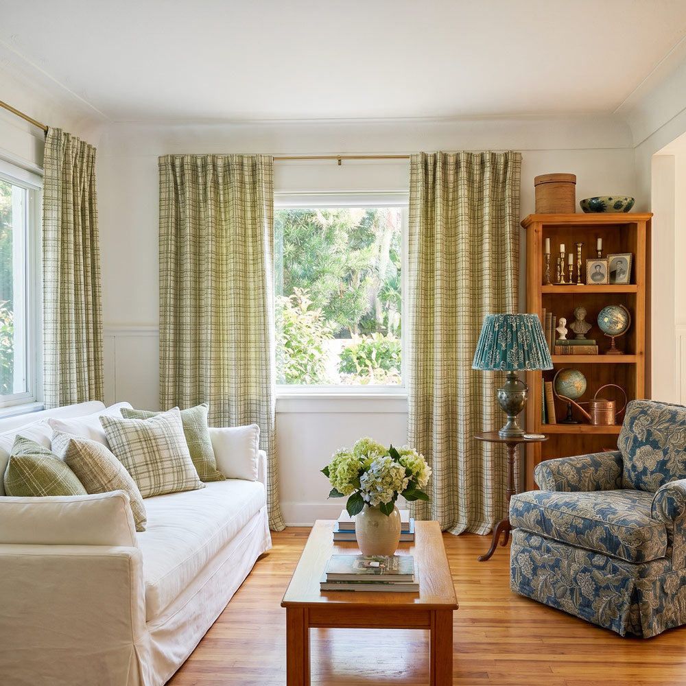 Alder Textured Grid Linen-Cotton Curtains