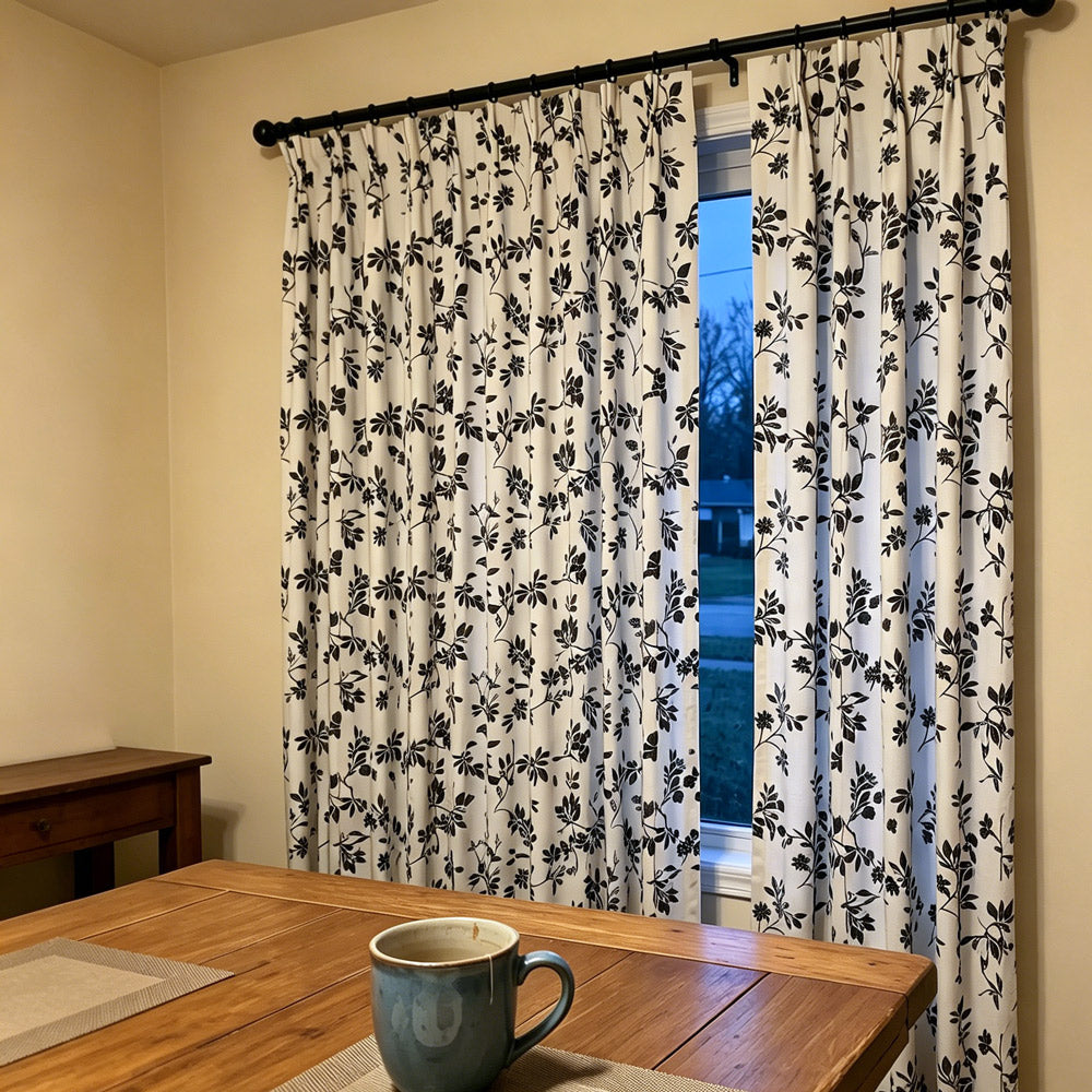 Alibi Neutral Style Subtle Leaf Patterned Curtains