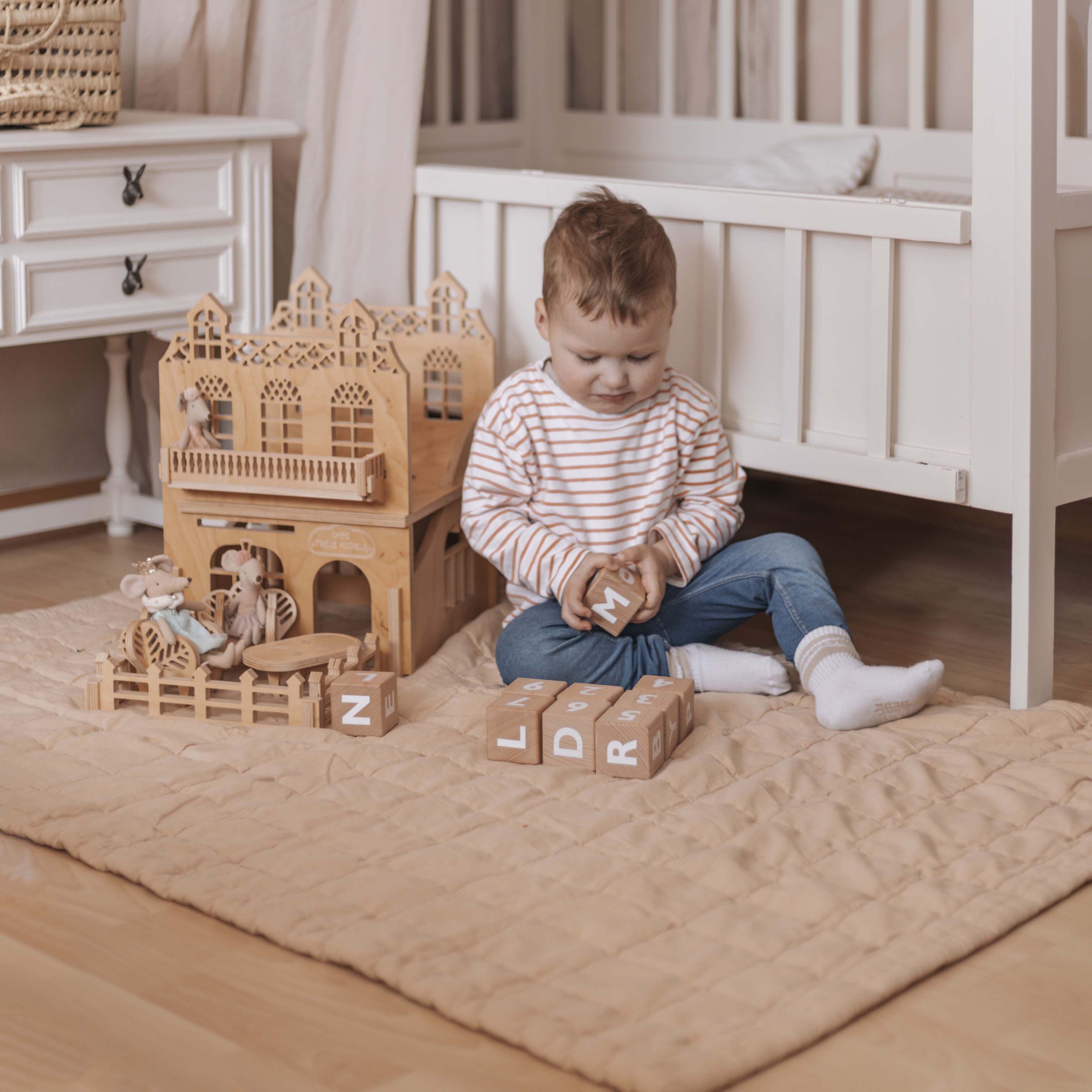 ANNA TERRACOTTA LAVE M reversible baby blanket