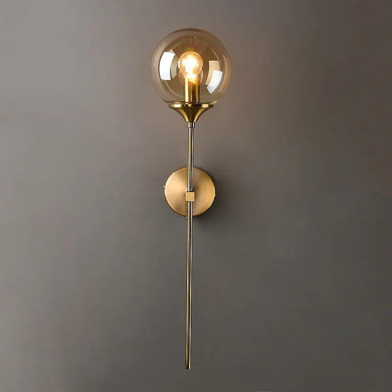 Modern Glass Wall Sconce with Gold Metal Base | Warm Glow Light Fixture