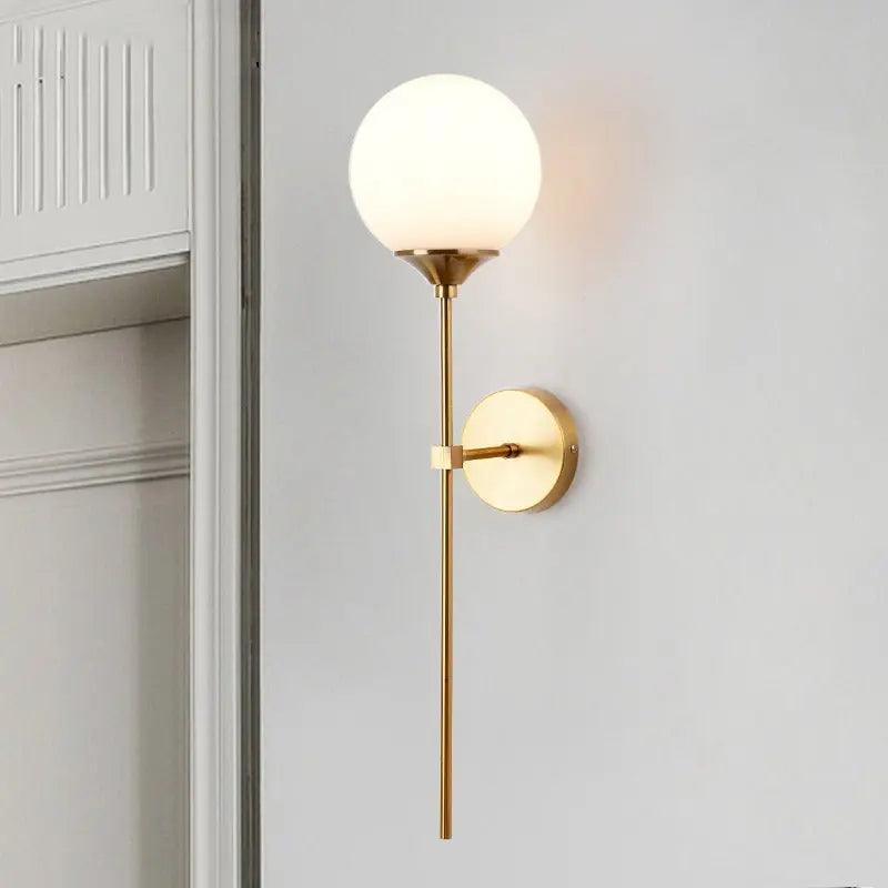 Modern Glass Wall Sconce with Gold Metal Base | Warm Glow Light Fixture