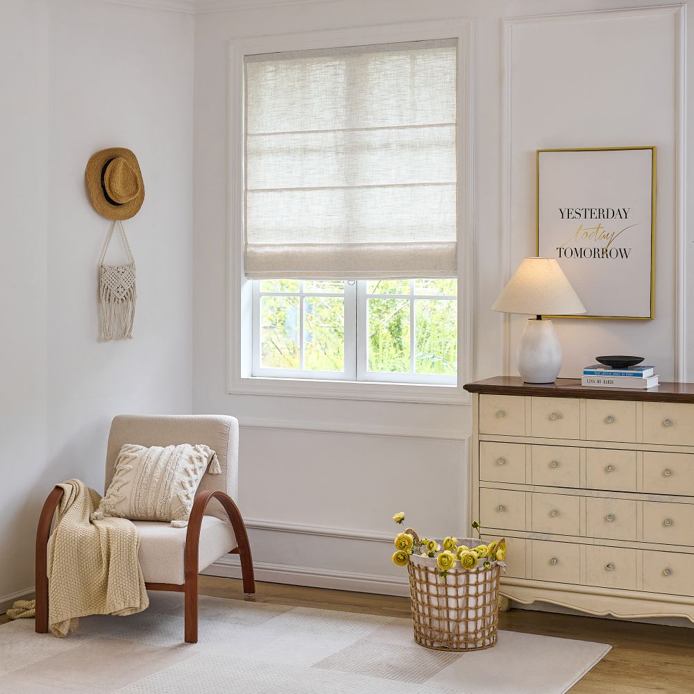 Arabella Light Linen Roman Shade