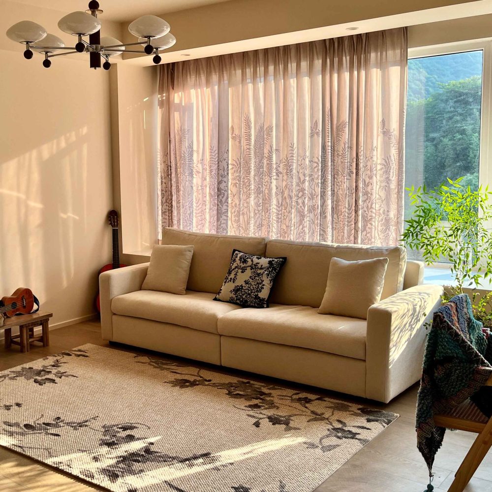 Aria Bottom-Half Toile Print Sheer Curtains