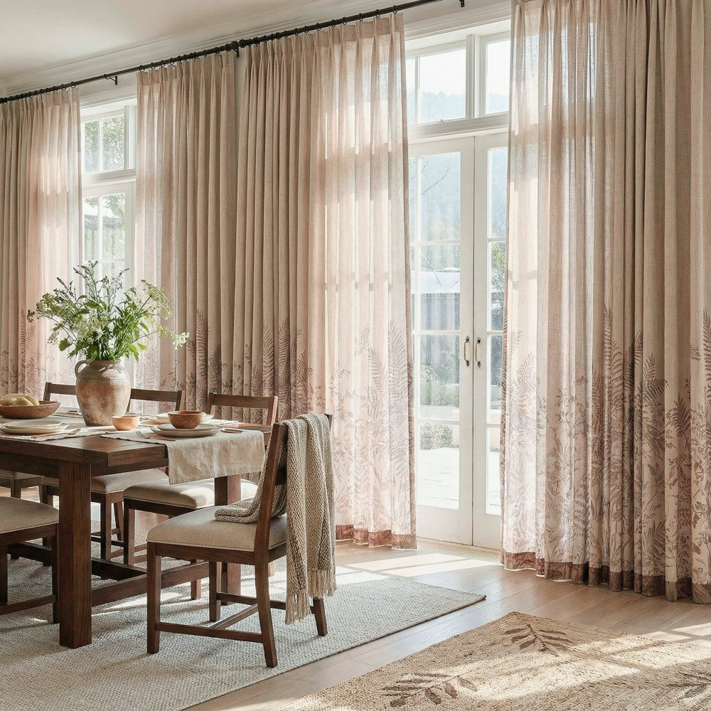 Aria Bottom-Half Toile Print Sheer Curtains