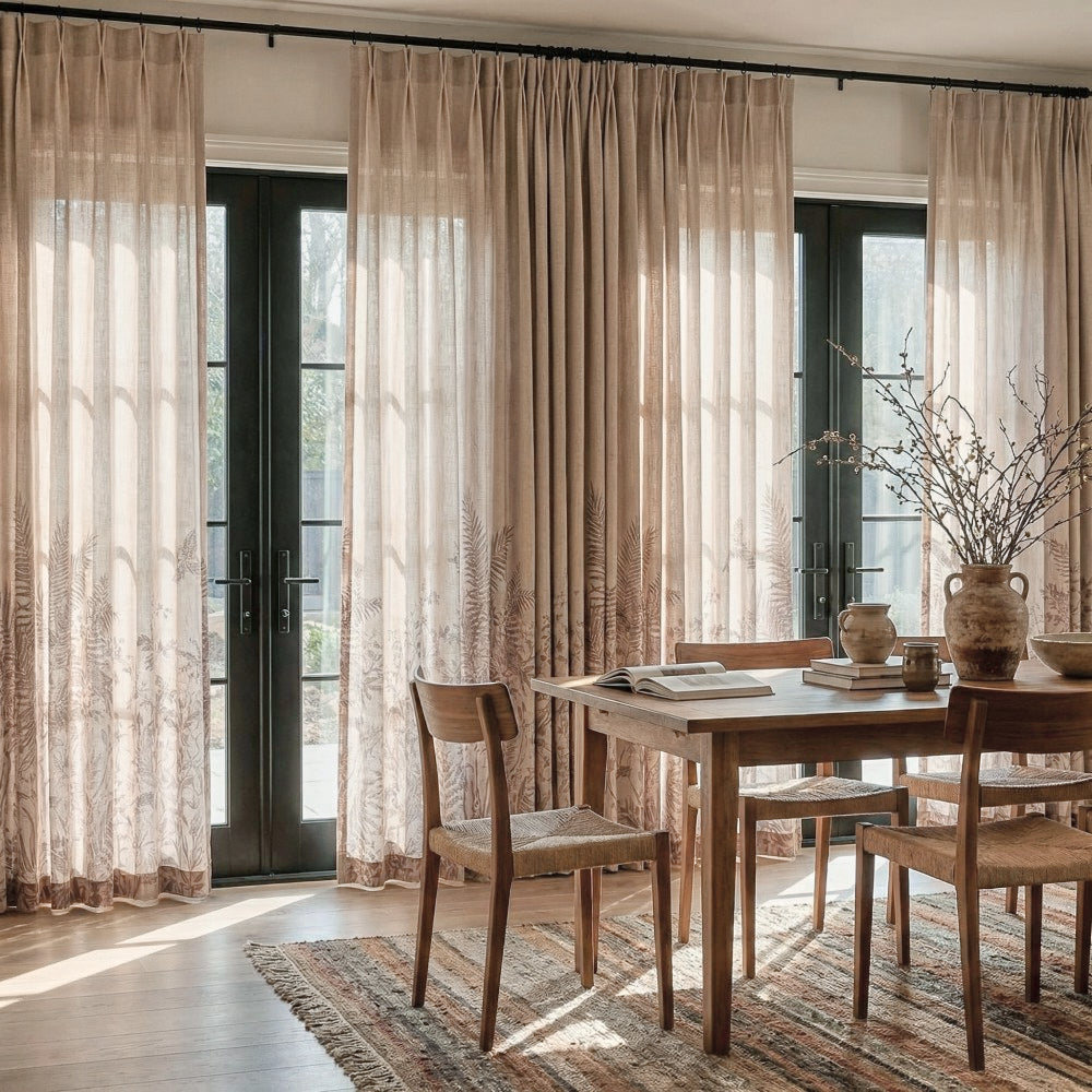 Aria Bottom-Half Toile Print Sheer Curtains
