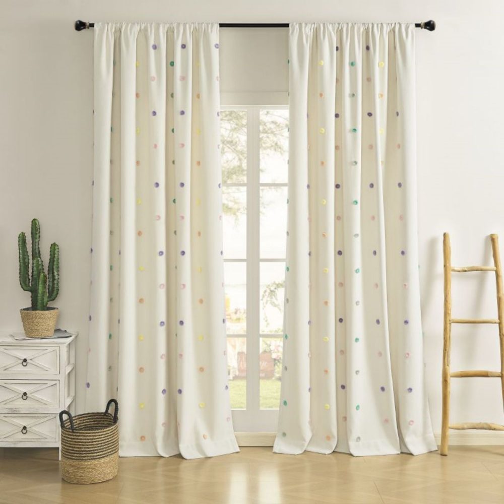 Ashley Pom Pom Embellished Chenille Curtains