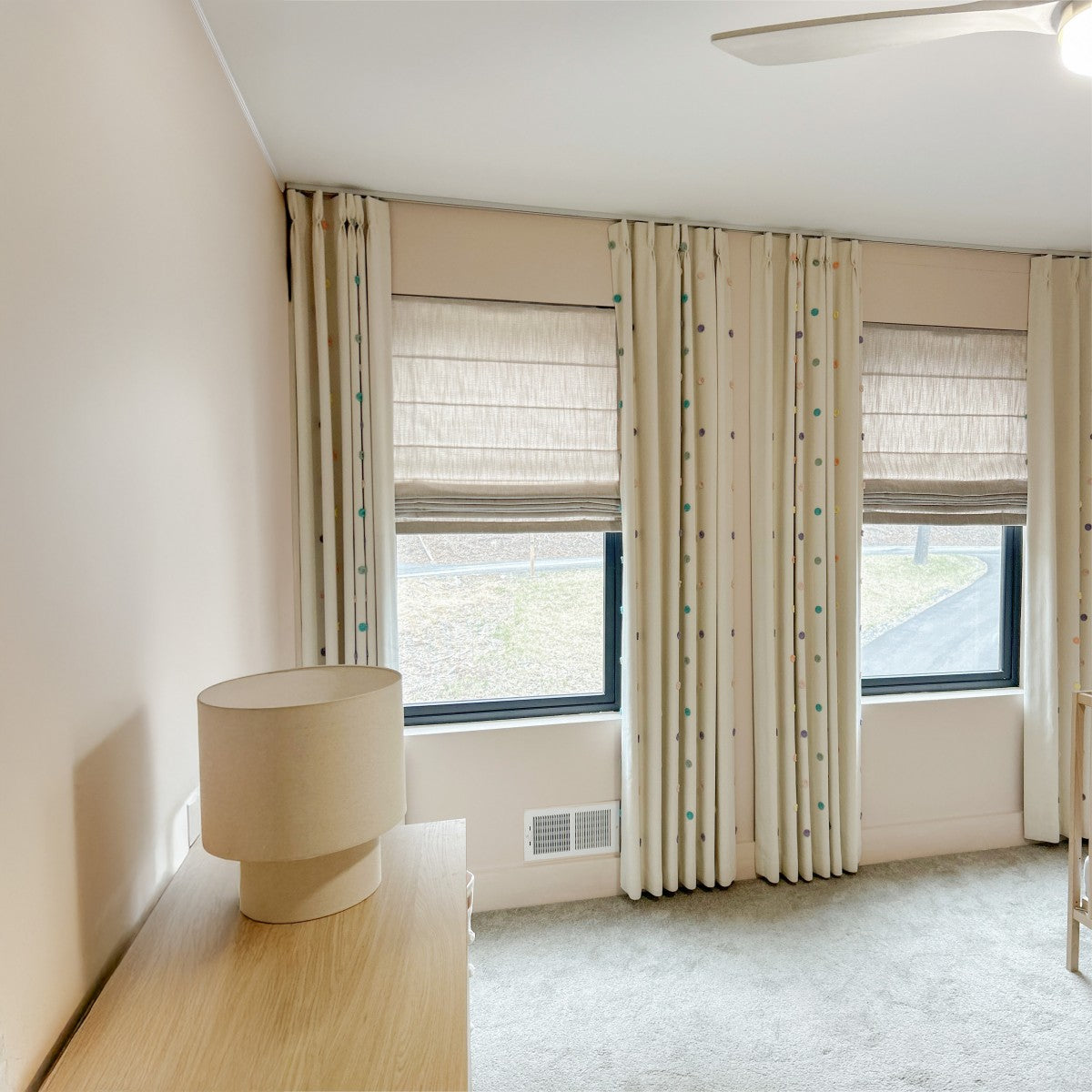Ashley Pom Pom Embellished Chenille Curtains