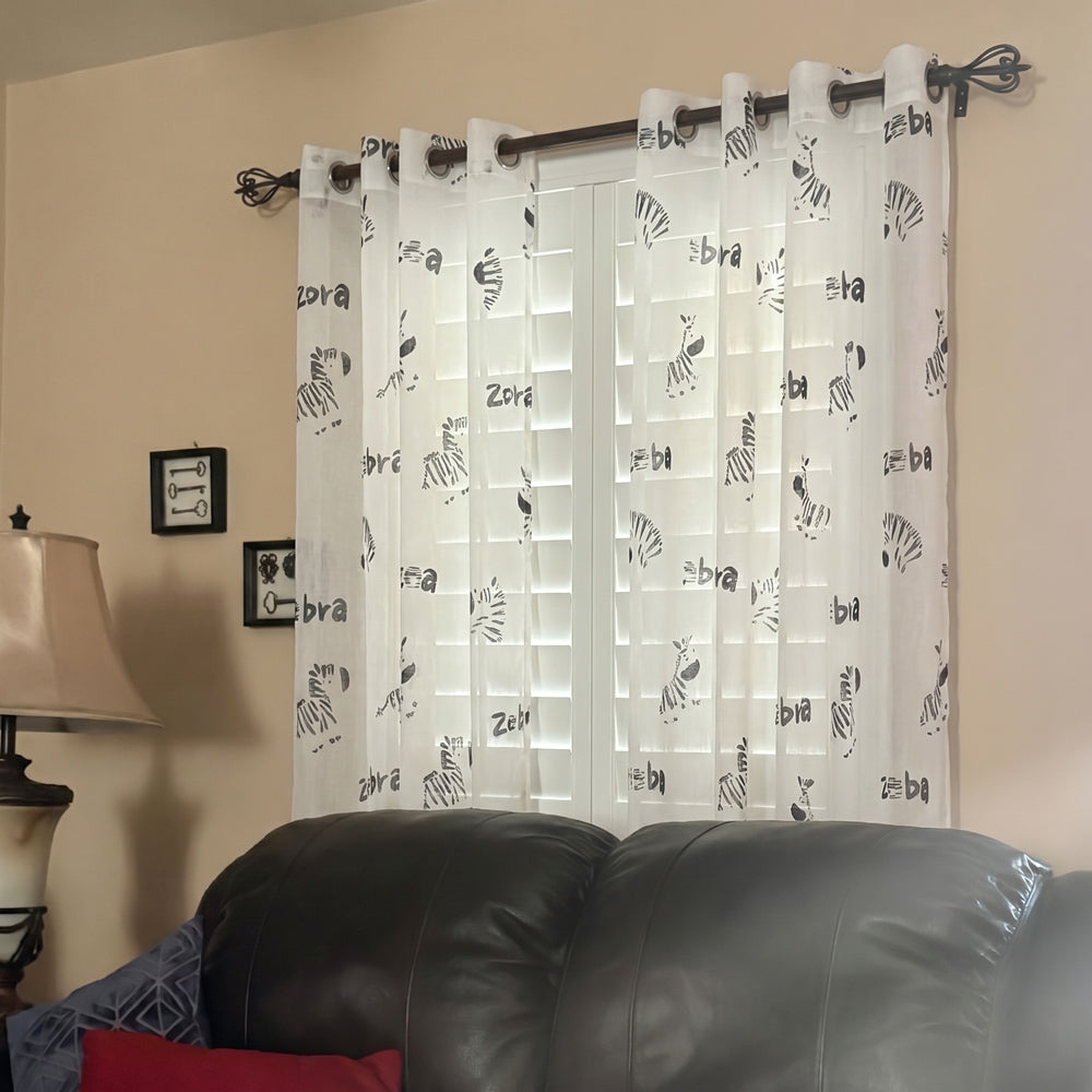 Aspen Minimalist Zebra Print Sheer Curtains