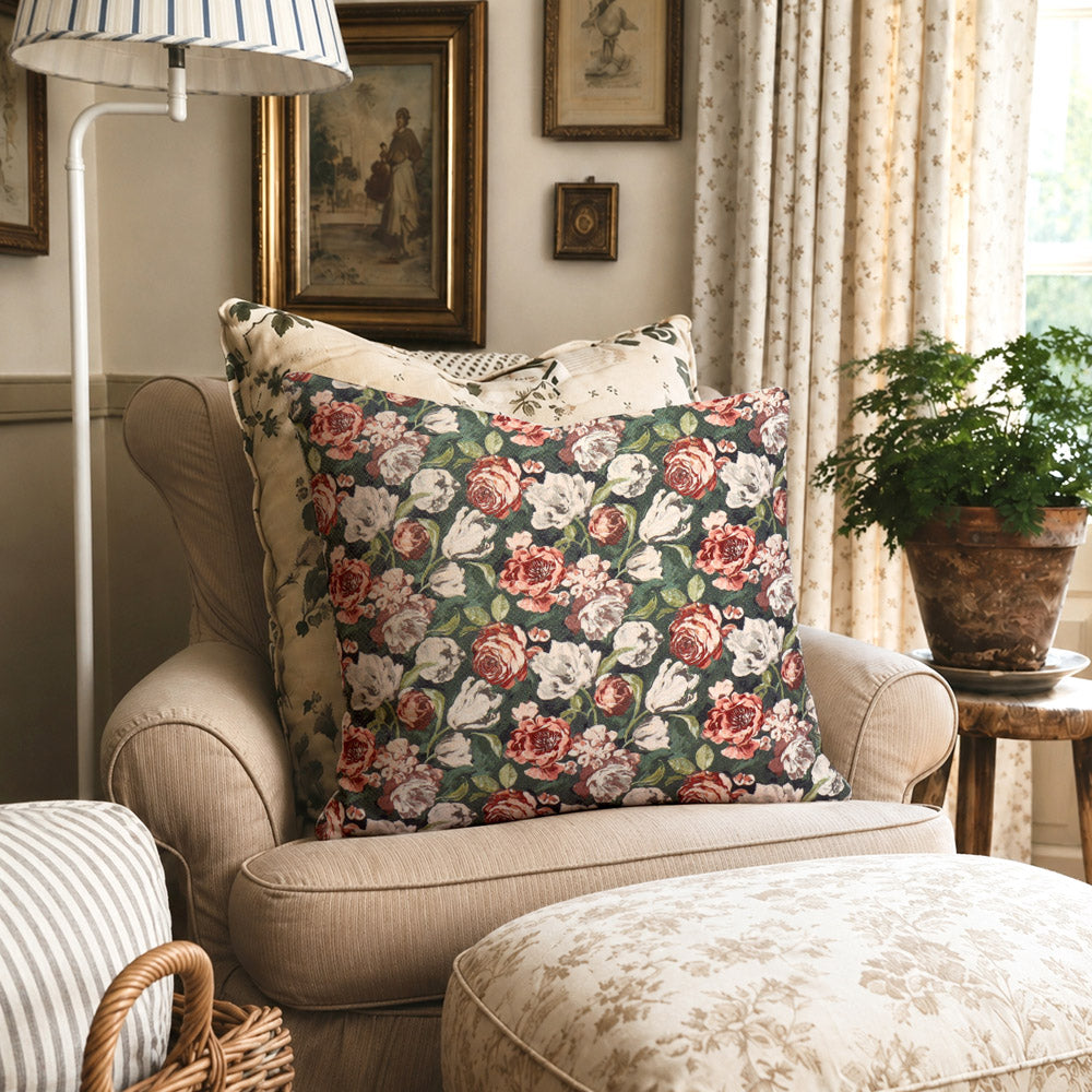 Aveline Vintage Floral Print Pillow Cover