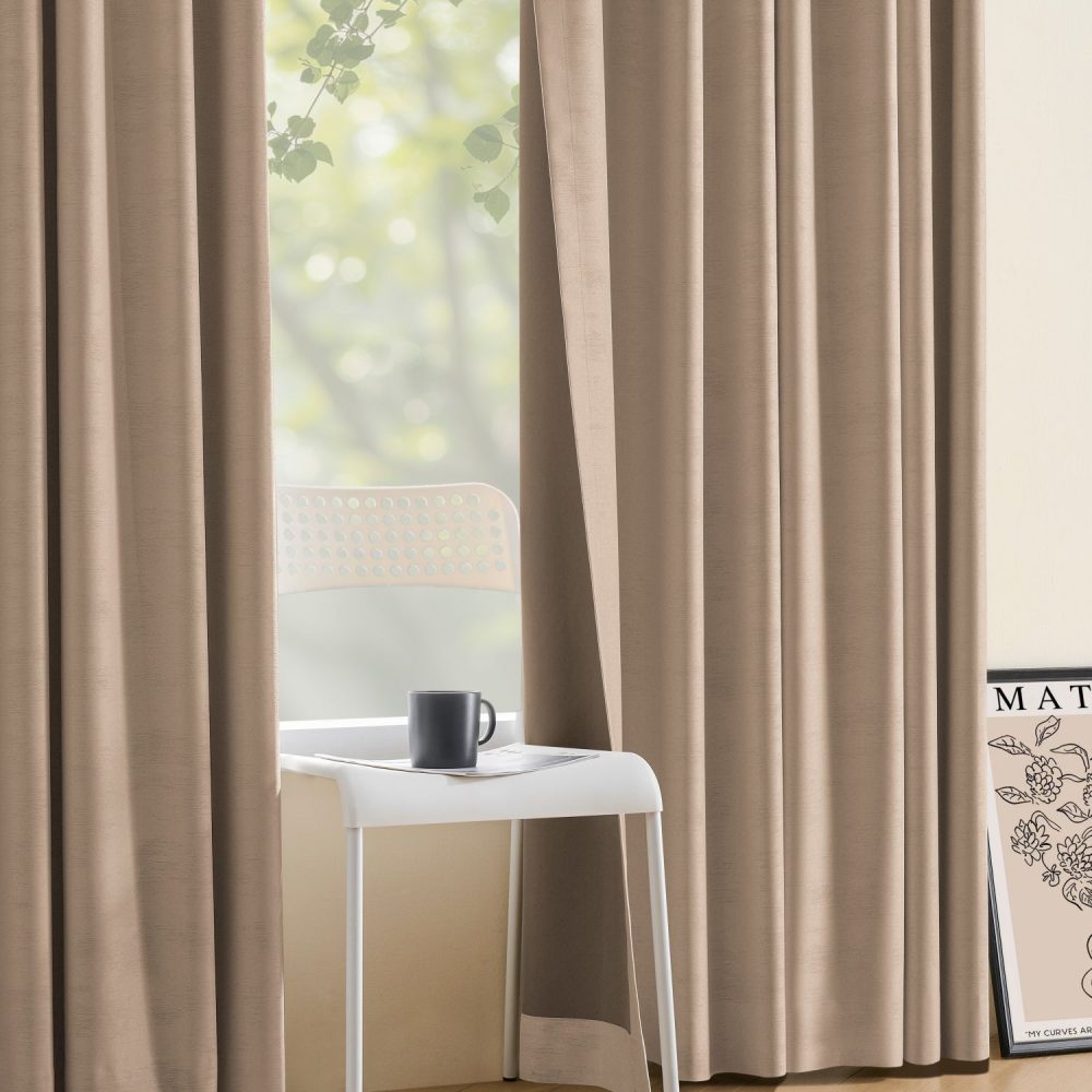 Ayo Wood Grain Textured 100% Blackout Curtains