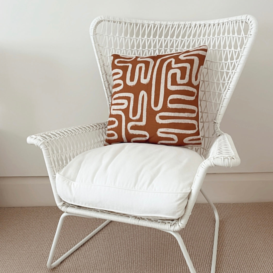 Cushion Cover-With Piping-Maze Rust-45cm x 45cm-3