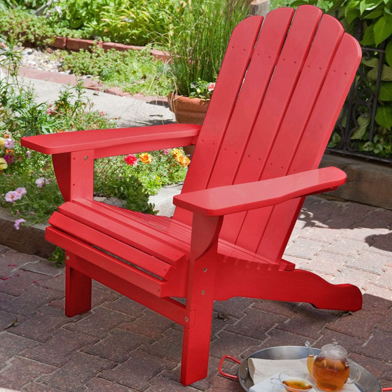 Outdoor Weather Resistant Eucalyptus Wood Adirondack Chair in Red Finish-0