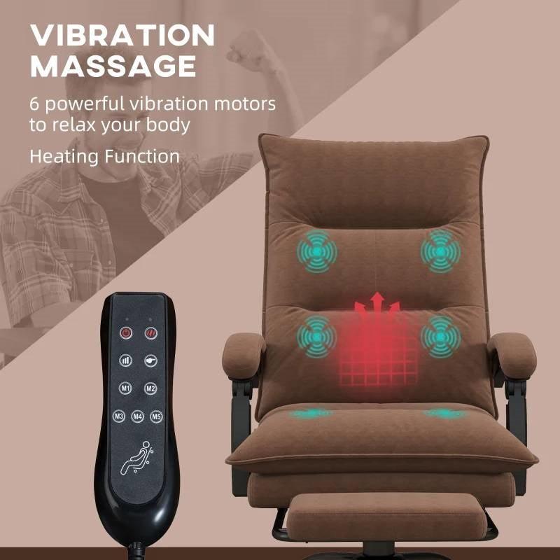 Double Padded Executive Massage Heated Office Chair Brown - PRHOMZ