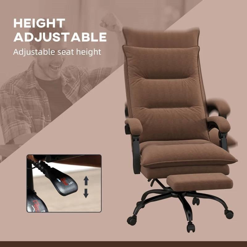 Double Padded Executive Massage Heated Office Chair Brown - PRHOMZ