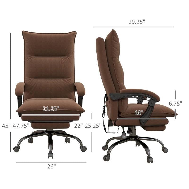 Double Padded Executive Massage Heated Office Chair Brown - PRHOMZ