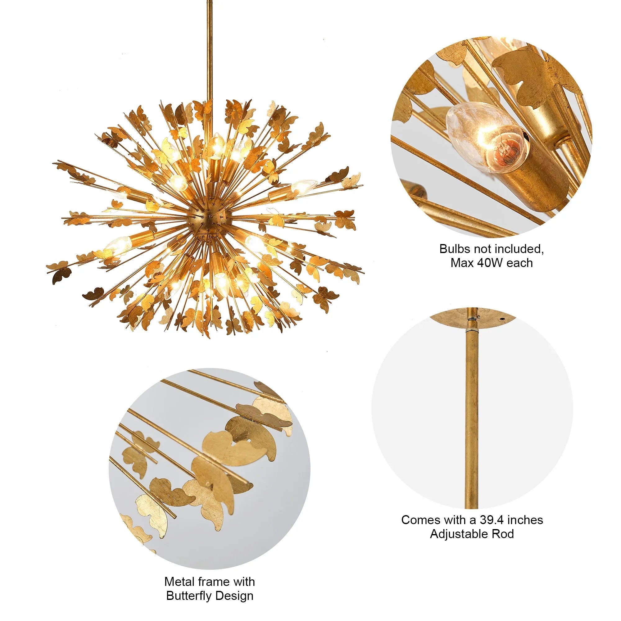 35 Inch Lydia 14-Light Golden Chandelier