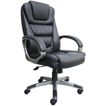 Ergonomic Black Faux Leather Executive Office Chair - PRHOMZ