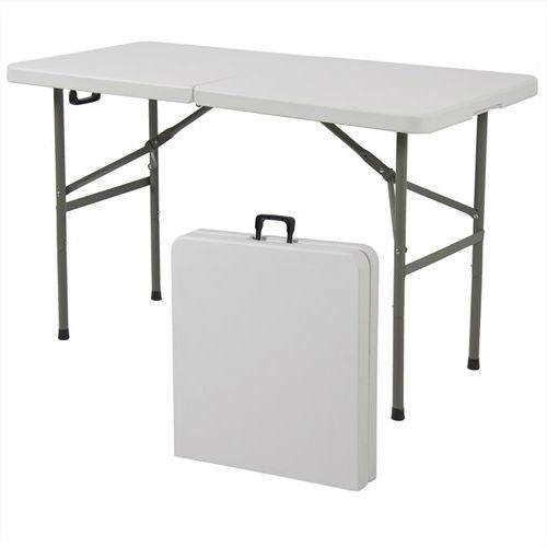Multipurpose 4-Foot Center Folding Table with Carry Handle - PRHOMZ