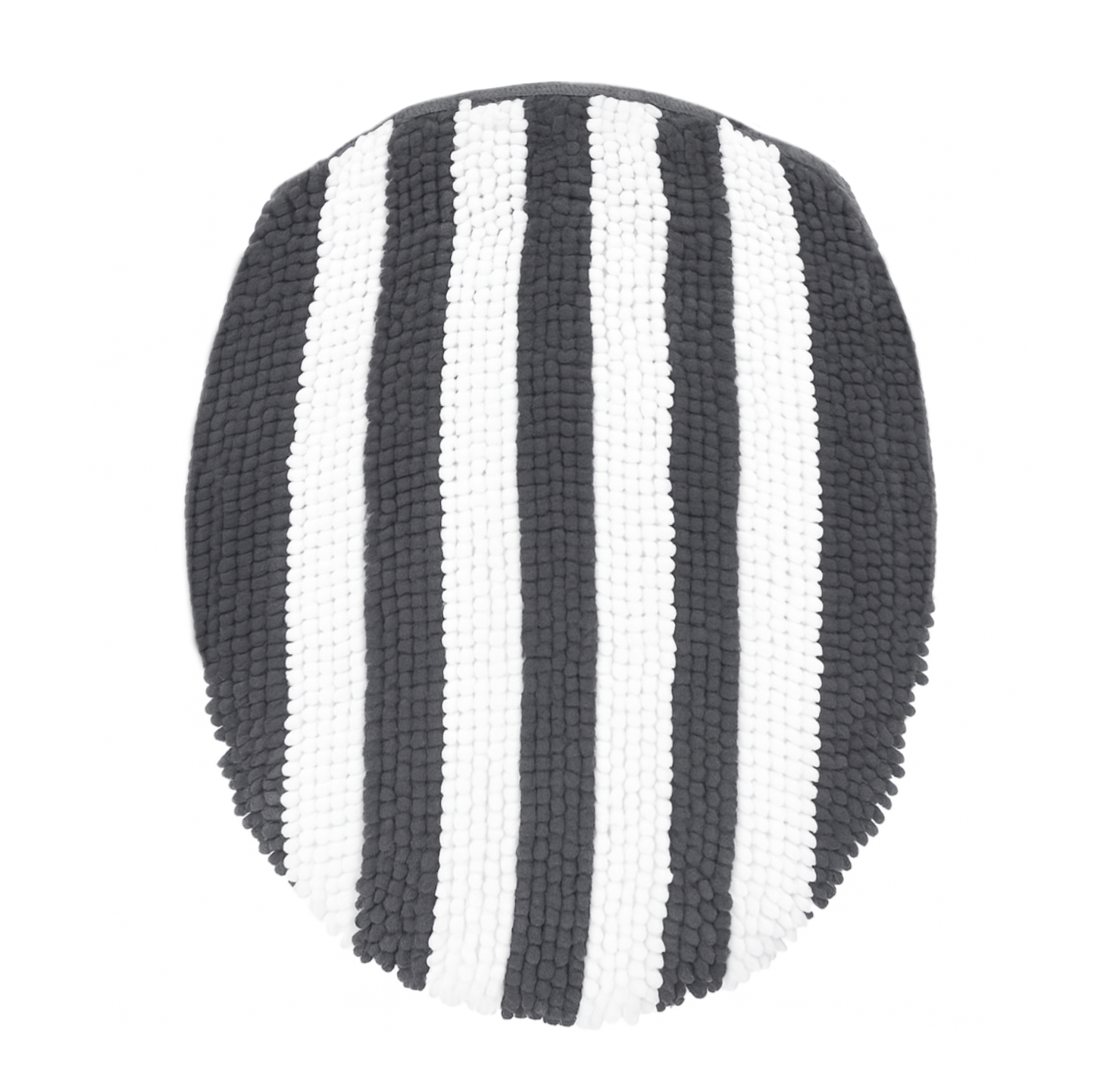 18"x18" - Charcoal Grey White Stripe Soft Cozy Plush Chenille Toilet Seat Cover