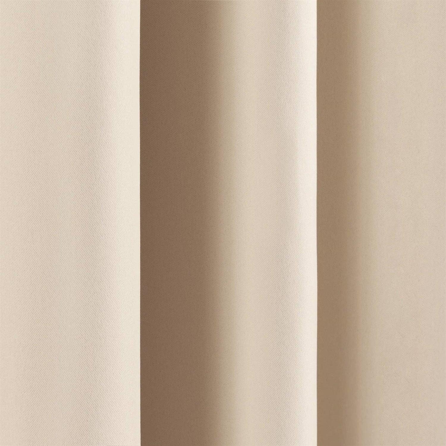 52 x 54 inch Solid Beige Cream Thermal Blackout Curtain Panels - Set of 2 - PRHOMZ