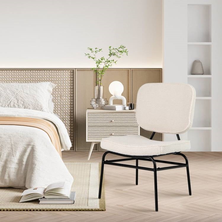 Modern Beige Upholstered Ergonomic Padded Accent Chair-2