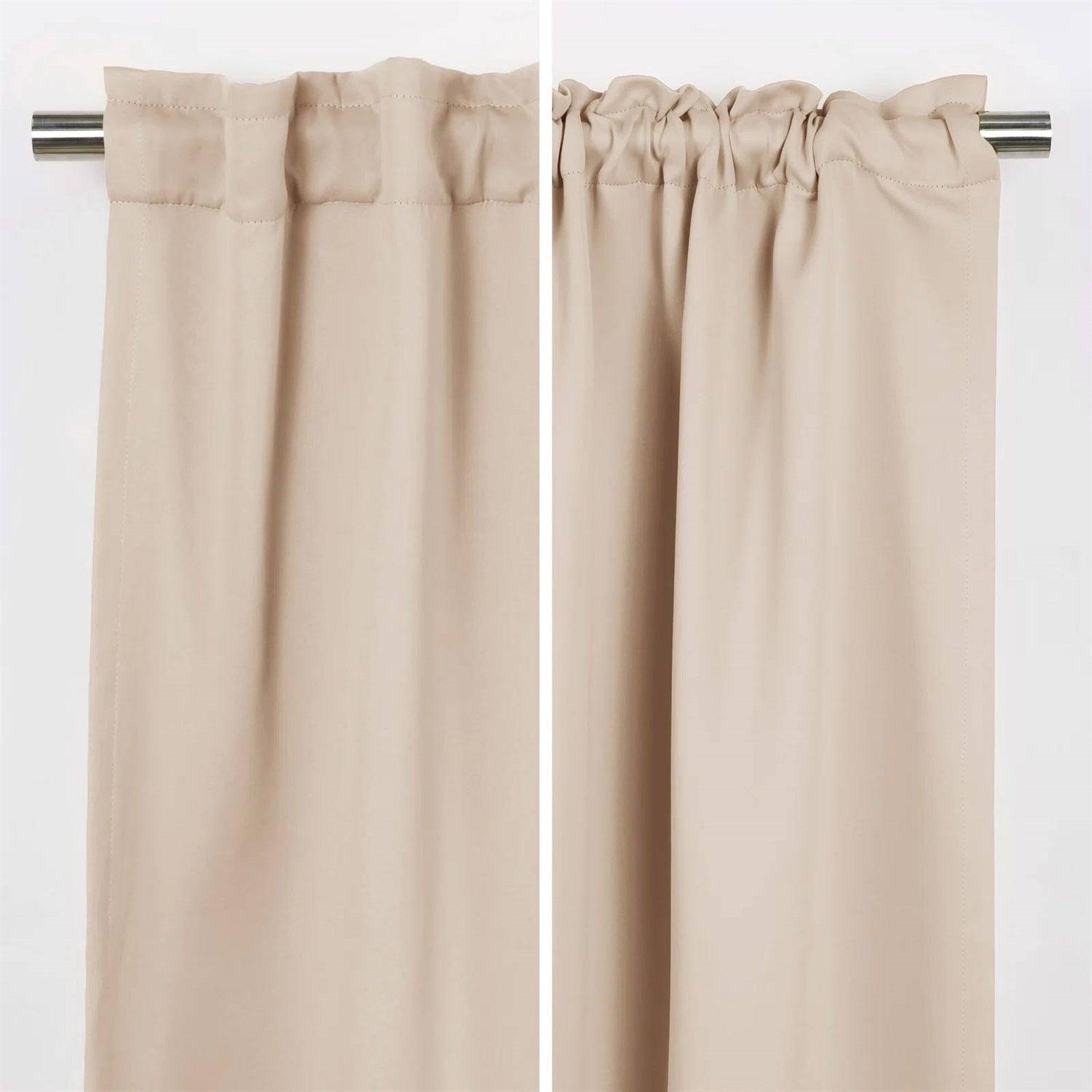 52 x 102 inch Solid Beige Cream Thermal Blackout Curtain Panels - Set of 2 - PRHOMZ