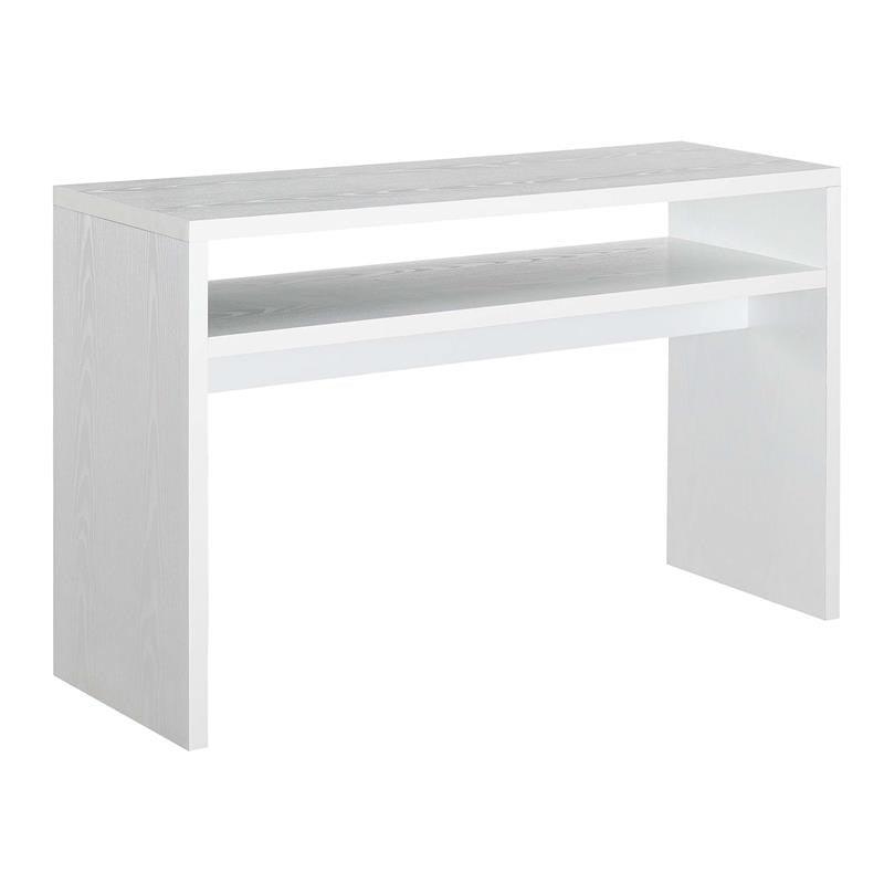 Modern FarmHome White Sofa Table Console Table with Bottom Shelf - PRHOMZ