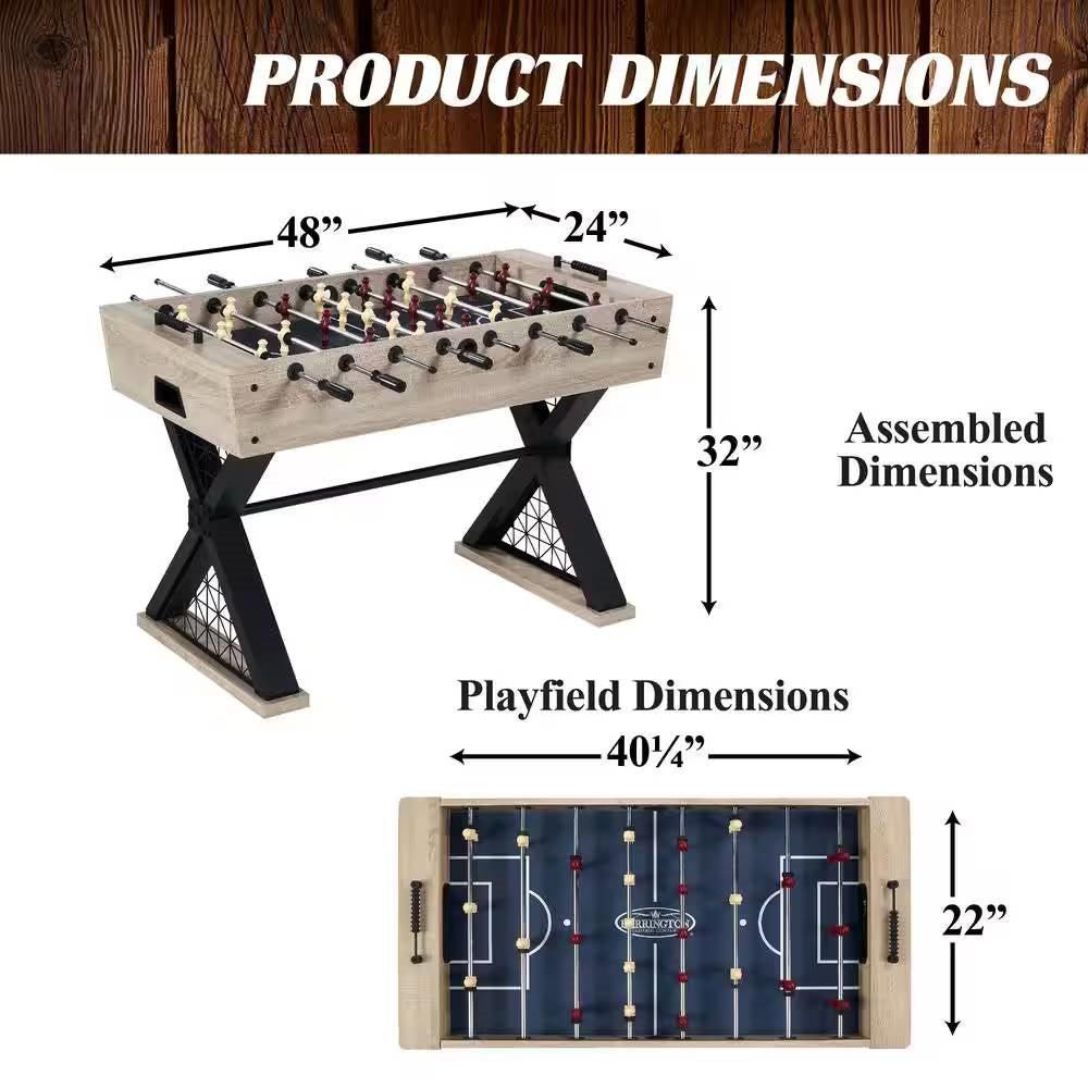 Sturdy X-Leg Industrial Modern Style 48-inch Foosball Table with 2 Balls - PRHOMZ