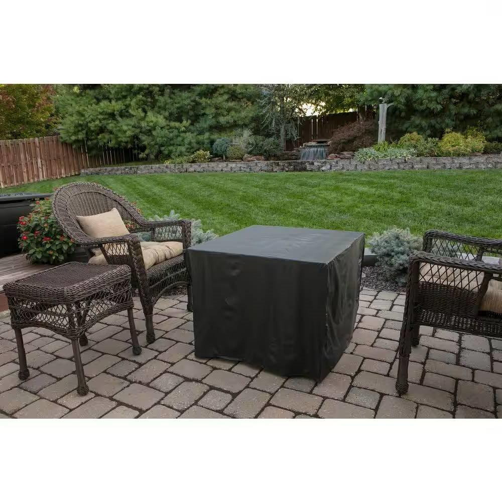 30-inch Outdoor Bronze LP Propane Gas Fire Pit with Lava Rocks and Cover - PRHOMZ