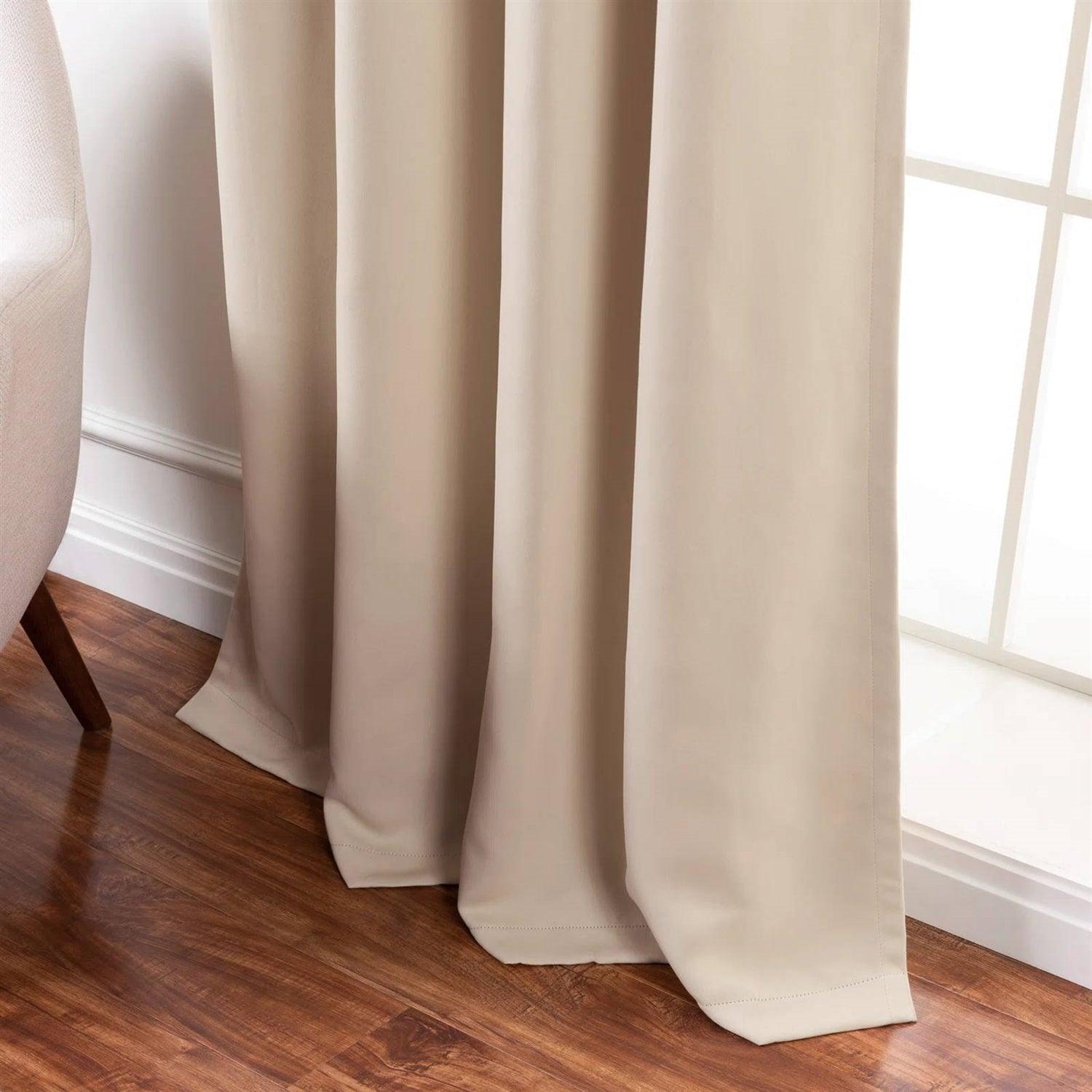 52 x 108 inch Solid Beige Cream Thermal Blackout Curtain Panels - Set of 2 - PRHOMZ