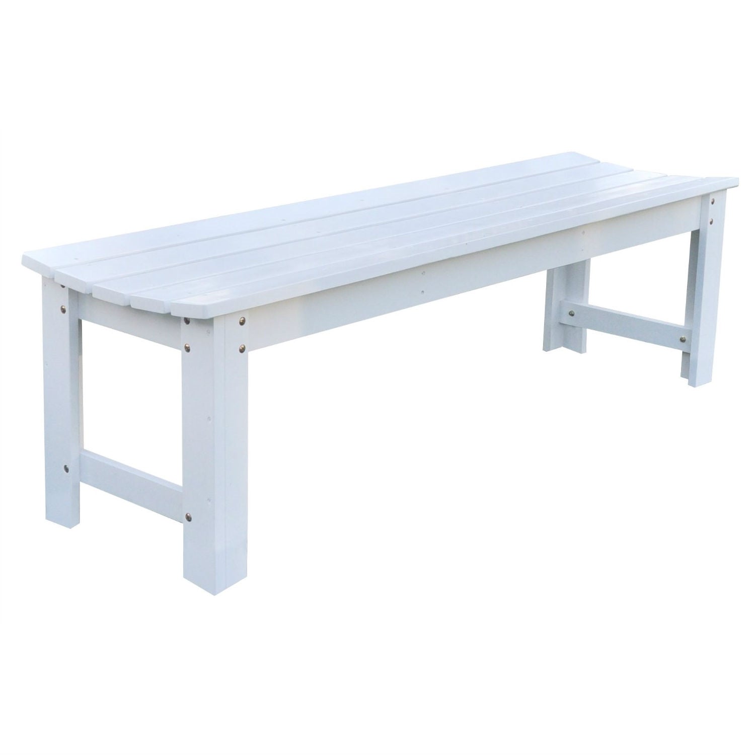 5-Ft Backless Outdoor Garden Bench in Cedar Wood - White-0