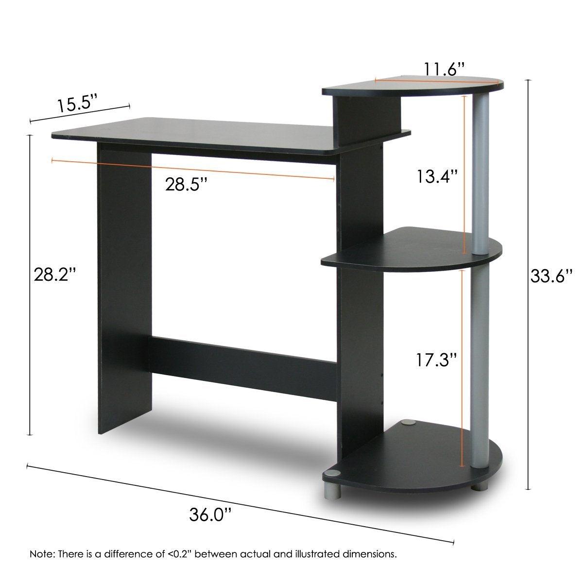 Contemporary Computer Desk in Black and Grey Finish - PRHOMZ