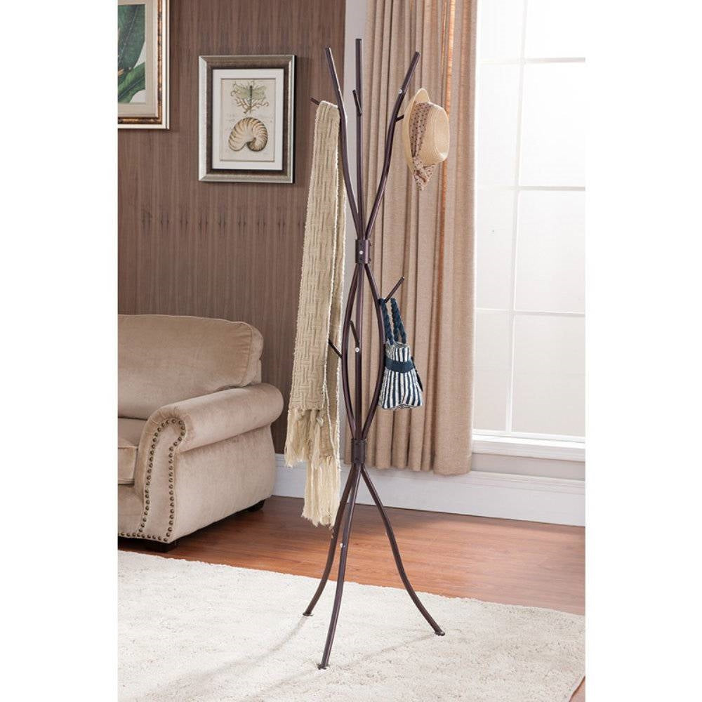Metal Tree Branch Style Coat Rack with Multiple Hooks in Bronze-0