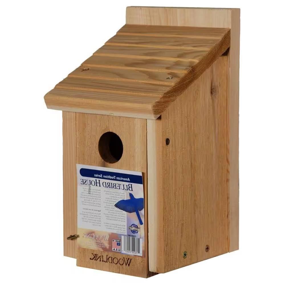 Cedar Wood Birdhouse - Ideal for Eastern Western and Mountain Bluebirds - PRHOMZ