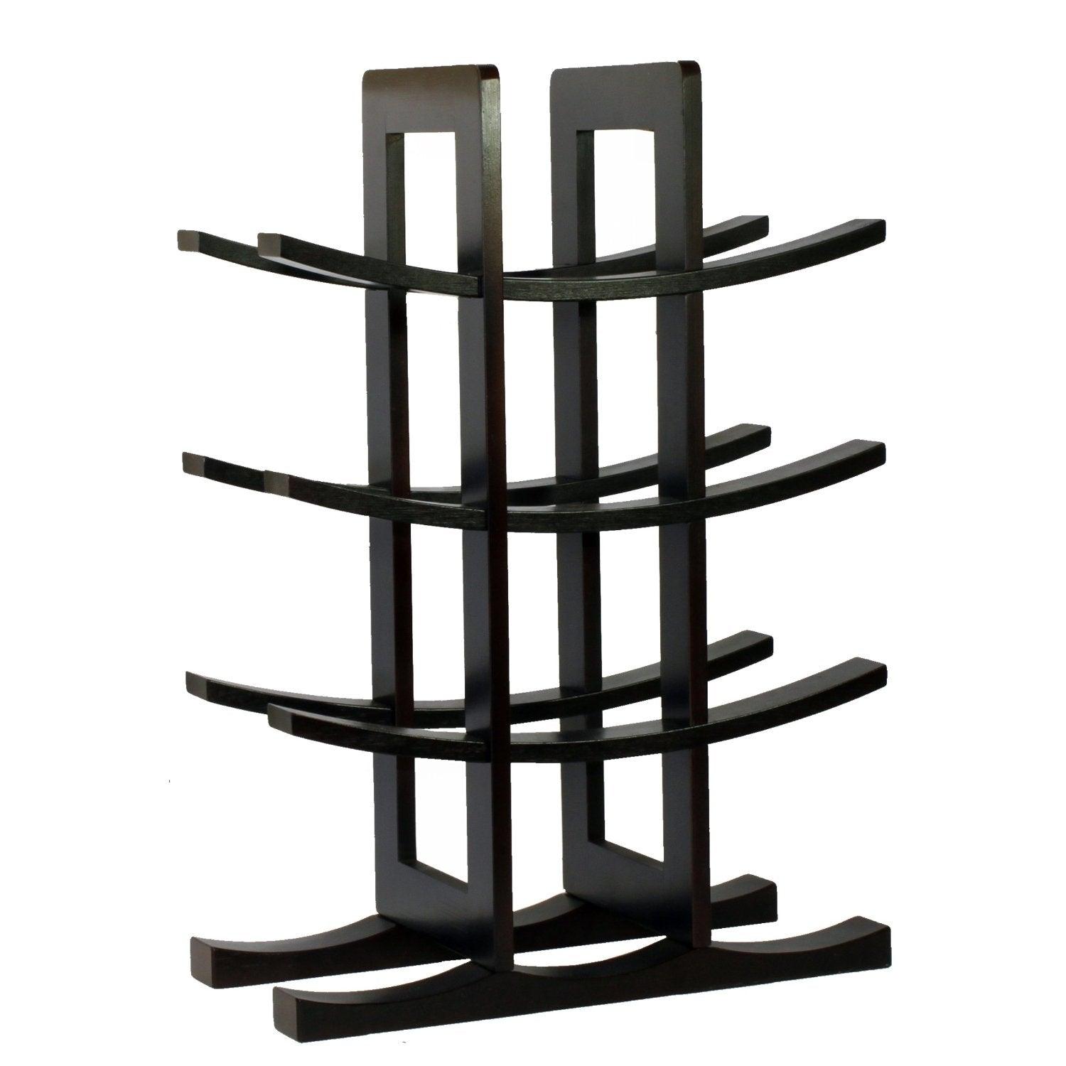 12-Bottle Wine Rack in Dark Espresso Finish Bamboo - PRHOMZ