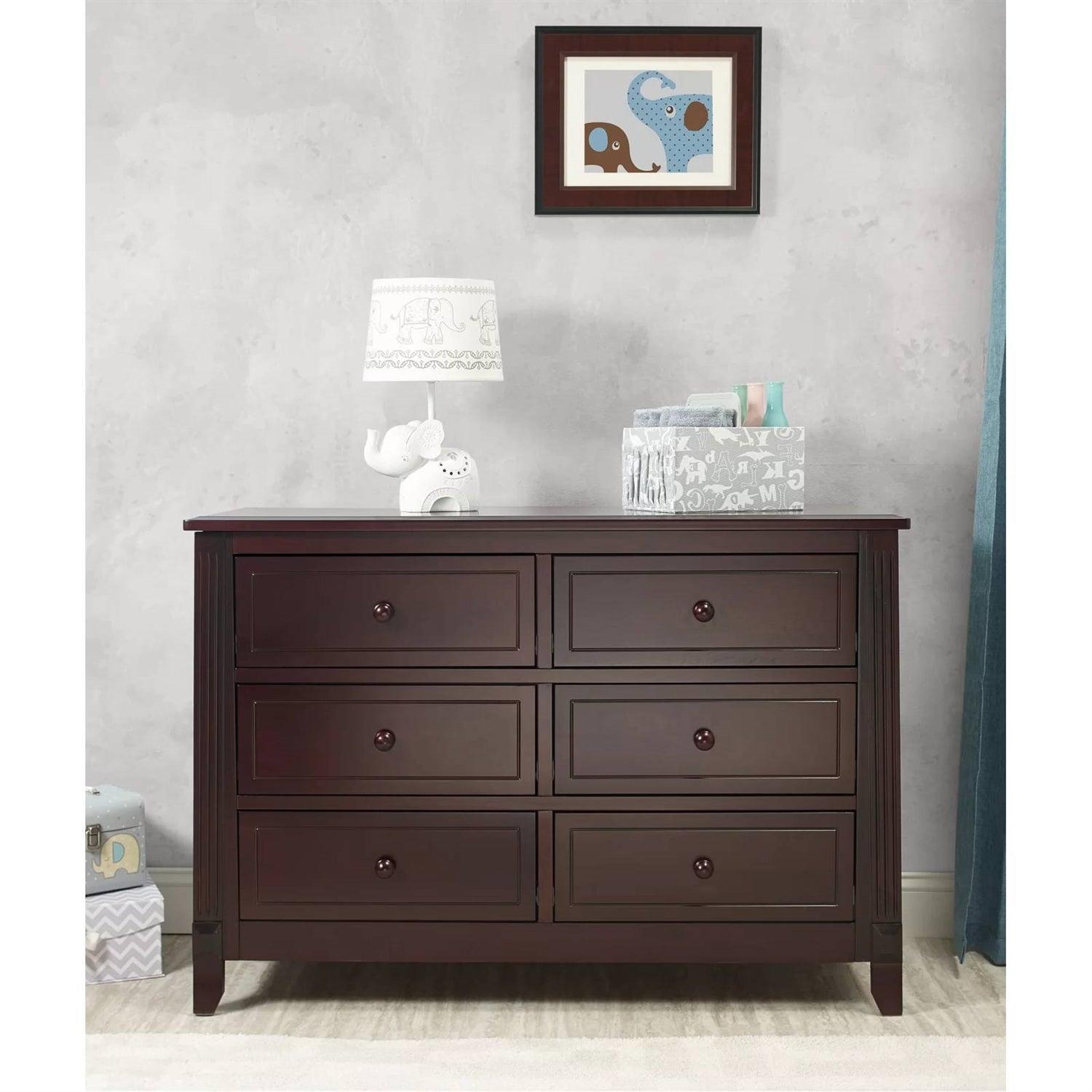 SF Home Kids Bedroom 6-Drawer Dresser in Espresso Wood Finish - PRHOMZ