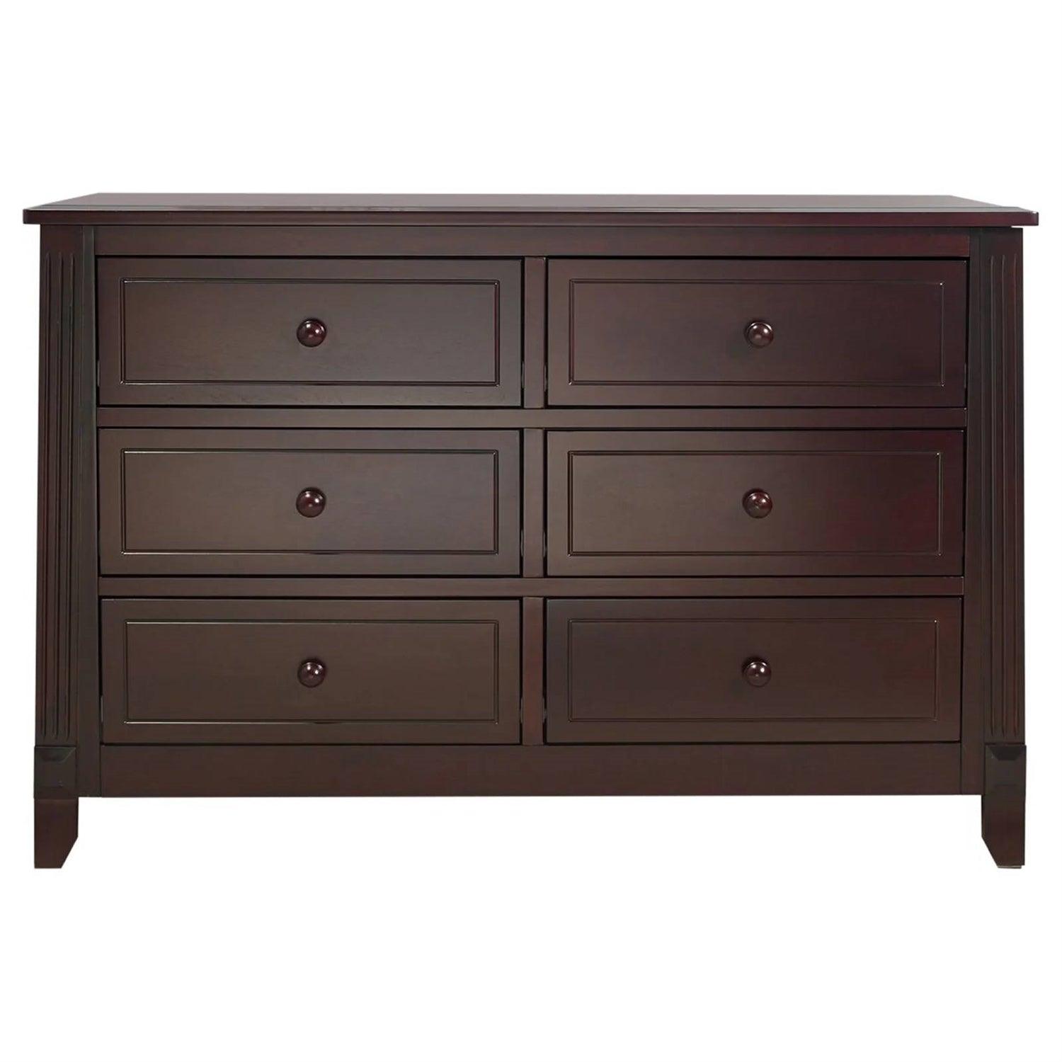 SF Home Kids Bedroom 6-Drawer Dresser in Espresso Wood Finish - PRHOMZ