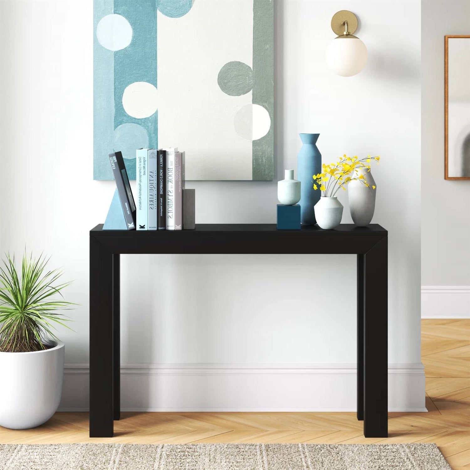 Solid Wood Modern Accent Console Table / Sofa Table in Black Finish-0