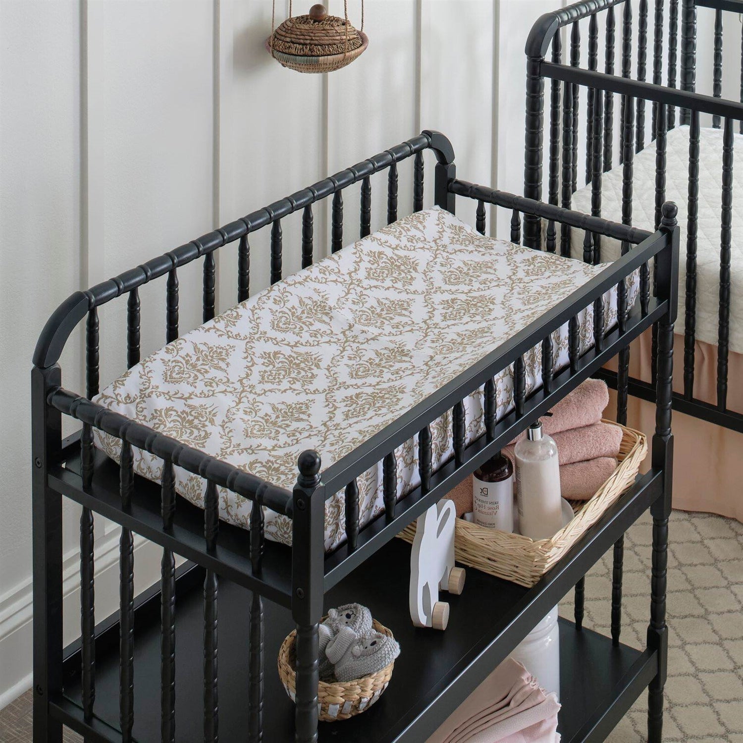 Changing Table in Black Wood Finish with 1-inch Waterproof Changing Pad-2