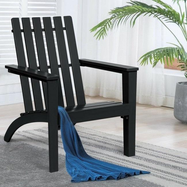 Indoor/Outdoor Acacia Wood Adirondack Lounge Armchair - Black - PRHOMZ