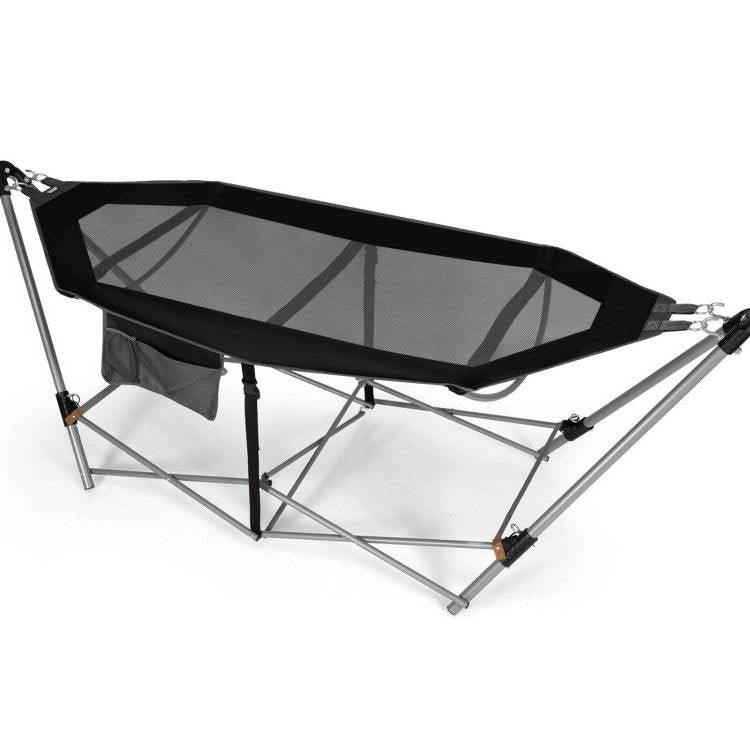 Black Portable Camping Foldable Hammock with Stand and Carry Case - PRHOMZ
