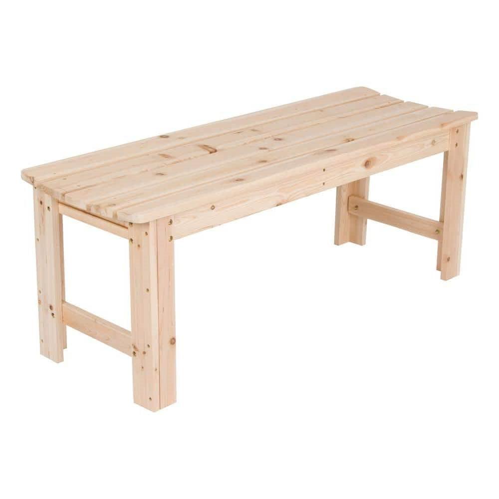 Outdoor Patio Backless Cedar Wood 4-ft. Garden Bench in Natural Finish - PRHOMZ