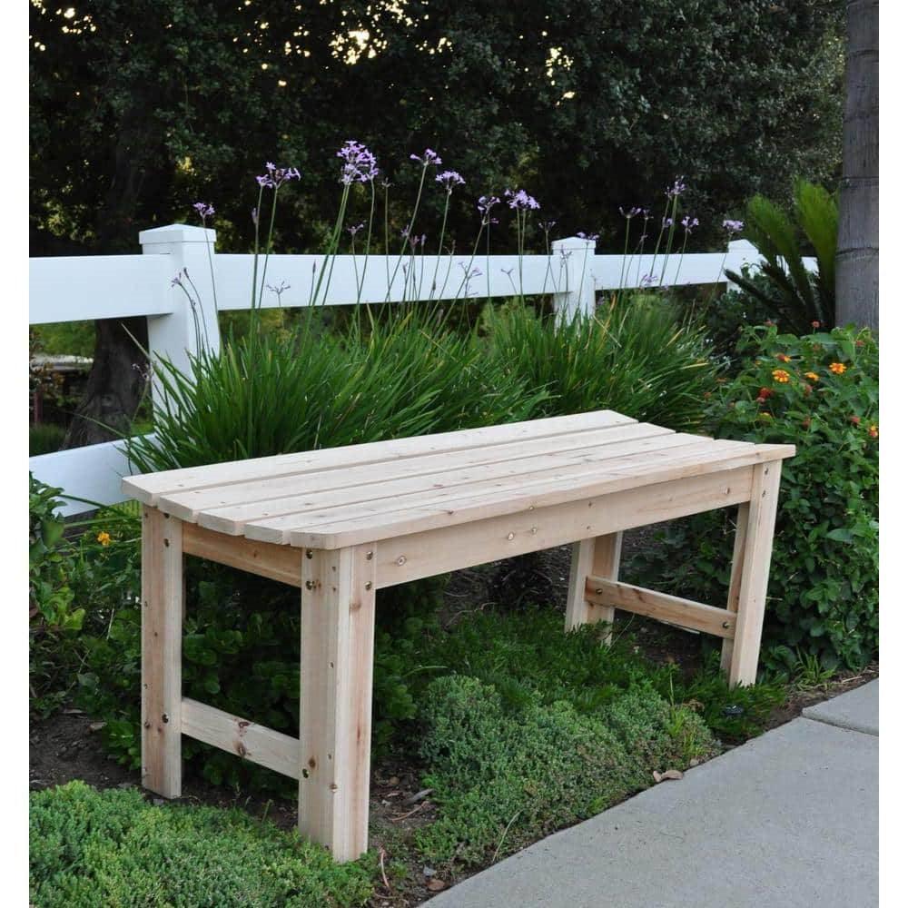 Outdoor Patio Backless Cedar Wood 4-ft. Garden Bench in Natural Finish - PRHOMZ