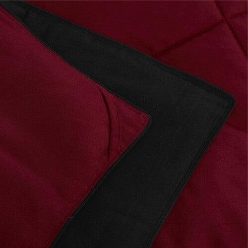 Full/Queen Reversible 3-Piece Comforter Set – Black/Maroon Microfiber - PRHOMZ