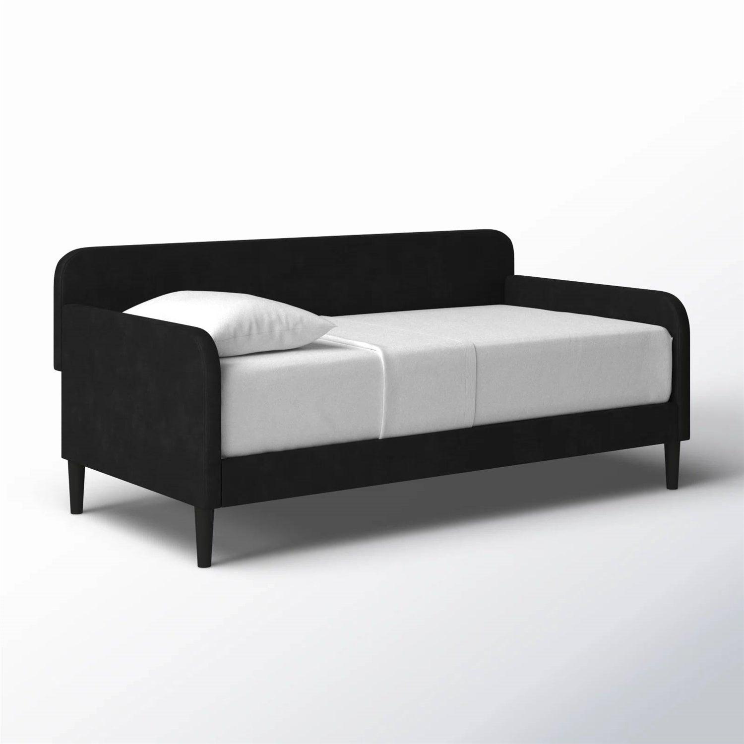 Twin size Modern Black Velvet Upholstered Daybed - PRHOMZ