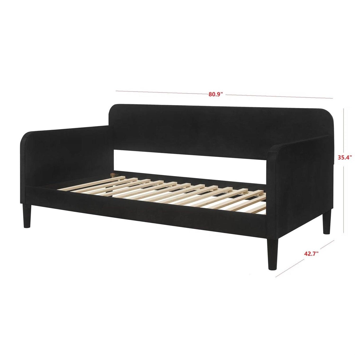 Twin size Modern Black Velvet Upholstered Daybed - PRHOMZ